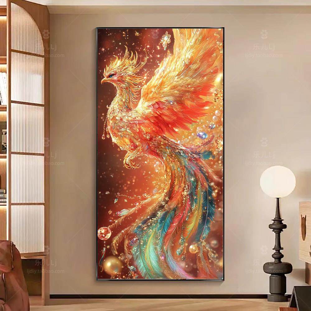 华丽凤凰钻石画 画满钻手工点贴钻十字绣客厅卧室2025新款古风高,居家布艺,钻石绣,淘宝优惠券,粉丝福利购,淘宝优惠卷