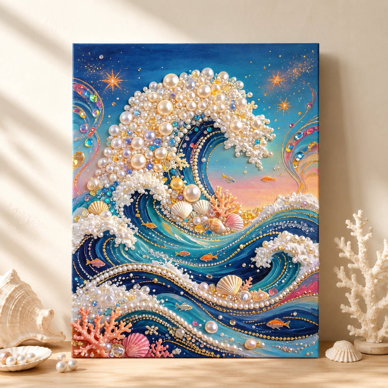 彩色海浪diy珍珠画手工材料包