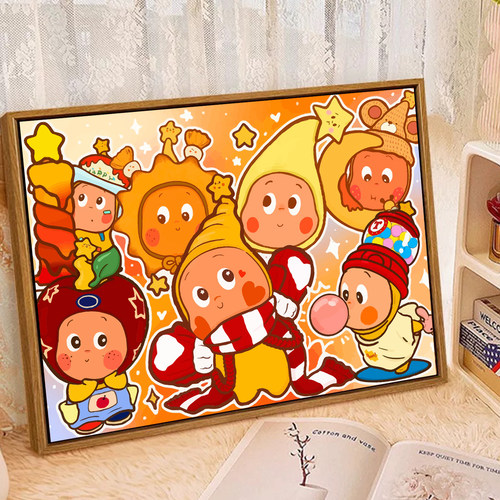 星星人数字油画diy填涂色手工绘泡泡玛特潮流周边丙烯油彩装饰画