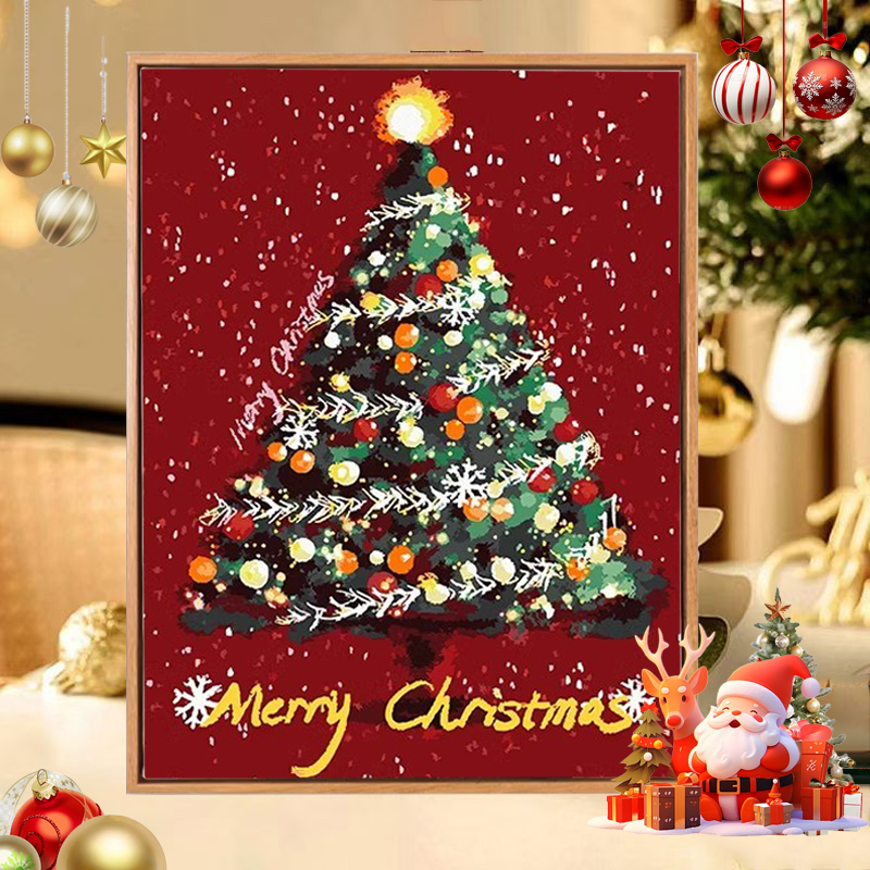 自在色彩圣诞树装饰画