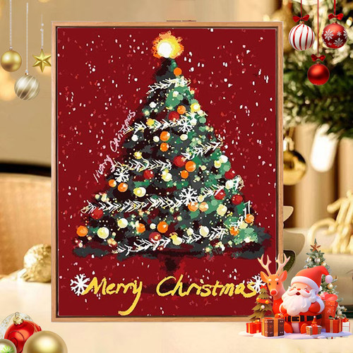 自在色彩圣诞树装饰画