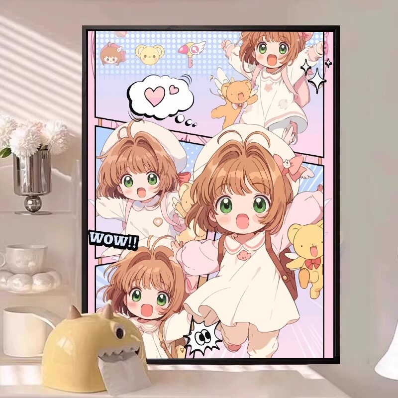 美少女水冰月数字油画diy填涂色手工绘动漫卡通阿尼亚油彩装饰画