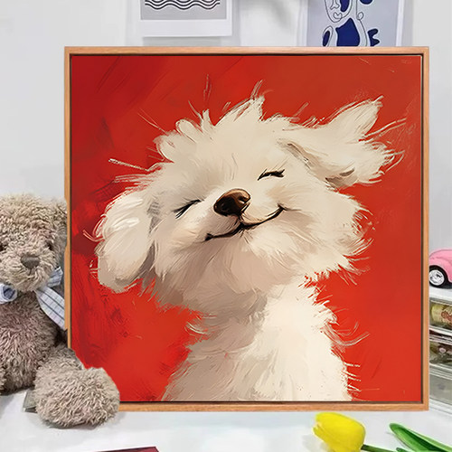 潦草小狗数字油画手绘涂色画画