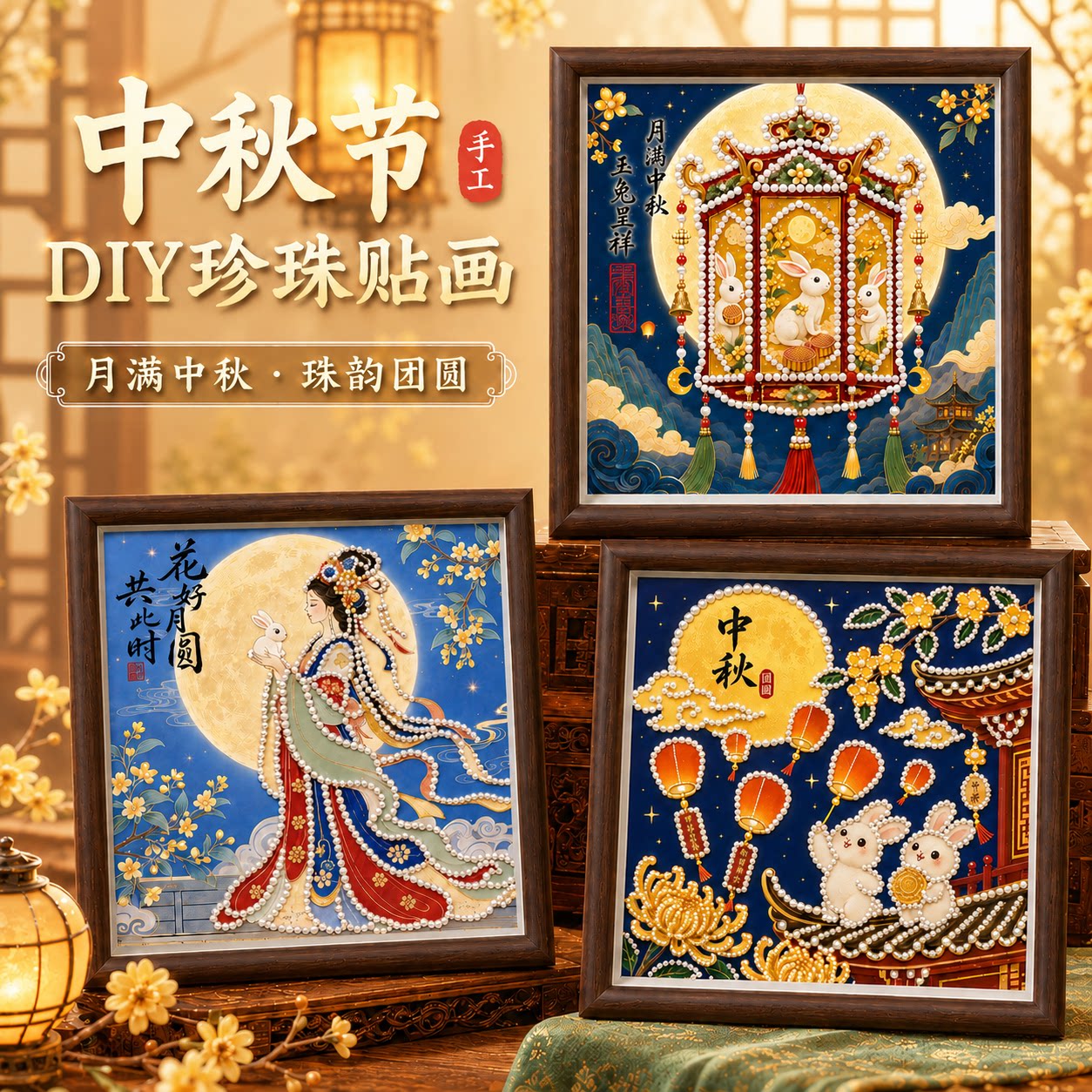 中秋非遗珍珠钻石画材料包