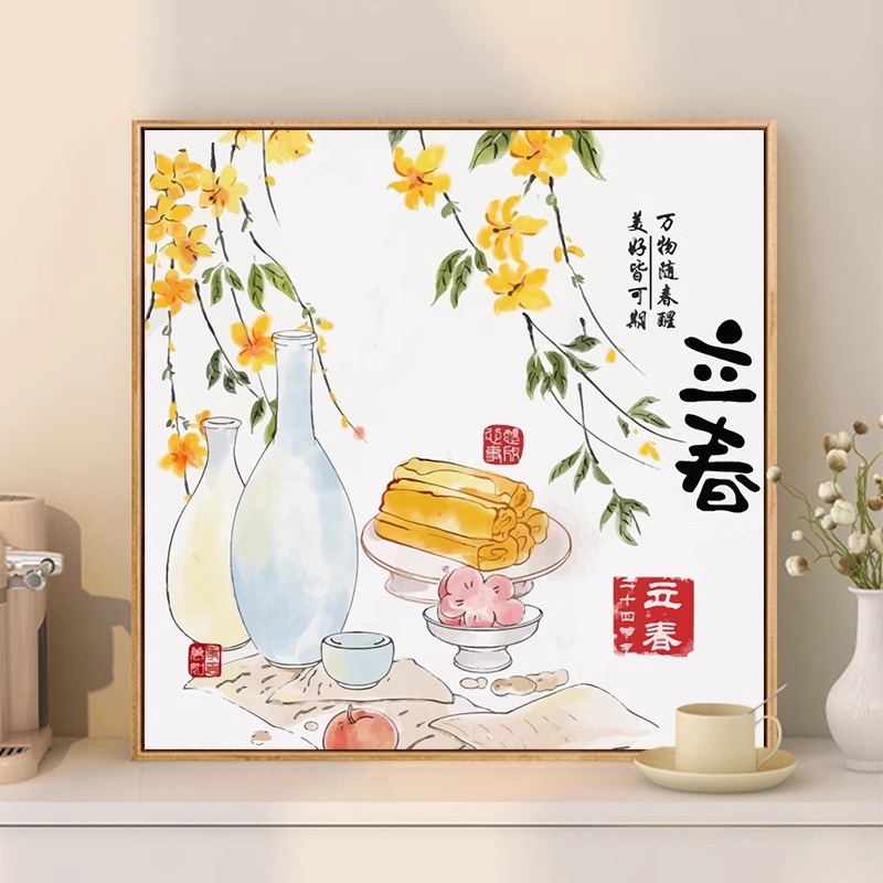 二十四节气数字油画diy新中式手工绘丙烯填充填涂色油彩装饰挂画图片