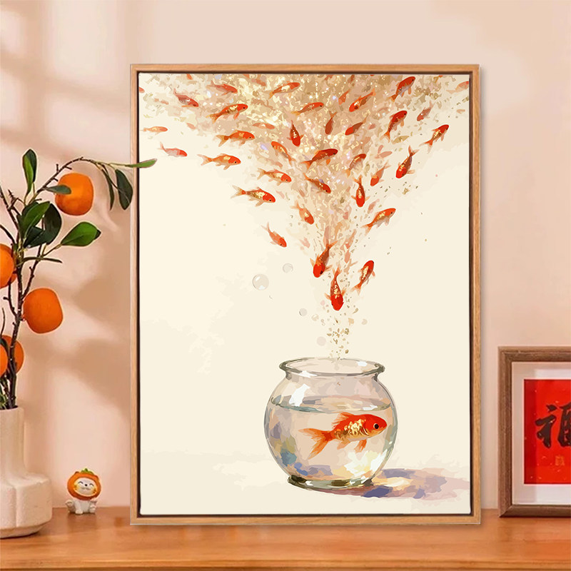 锦鲤呈祥数字油画diy手绘画画