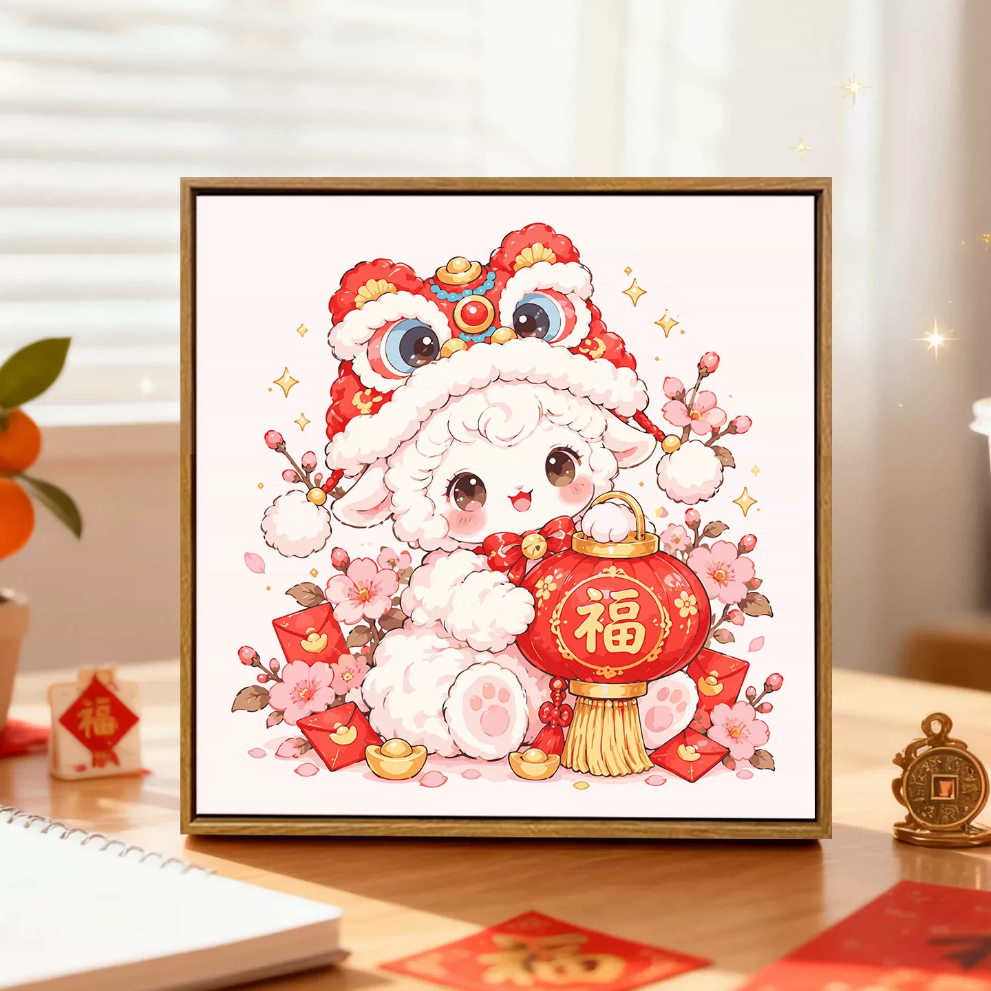 新年小羊diy数字油画填涂色手工