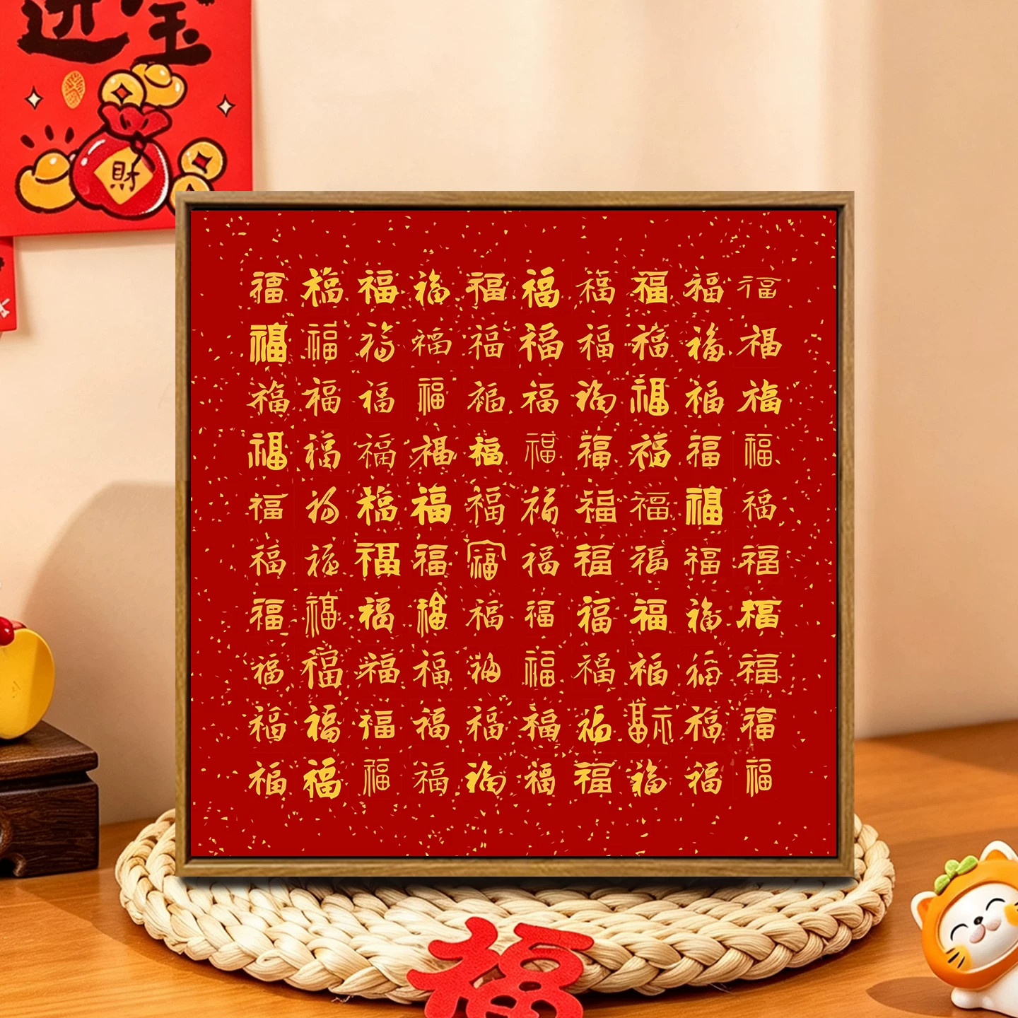 百福图diy数字油画填涂色手工绘
