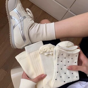 夏款 袜ins潮纯色百搭堆堆袜长袜日系运动袜女MM 袜子女中筒薄款