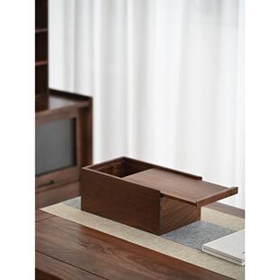 黑胡桃木盒子全实木木制收纳盒榫卯结构覆古怀旧抽拉盖推拉盖木盒