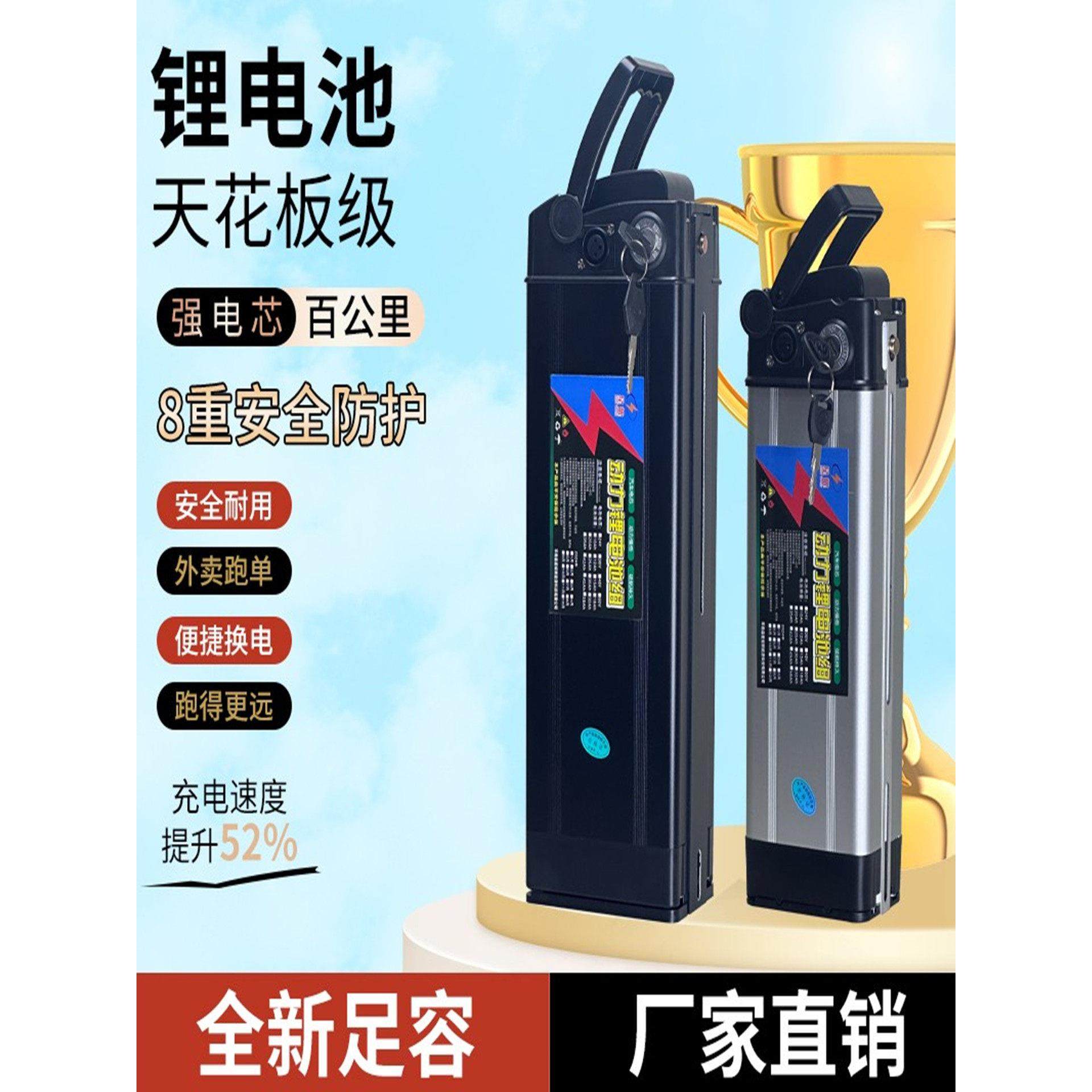 电动车锂电池48v20A25A30A40A代驾折叠车银鱼海霸尺寸助力车通用