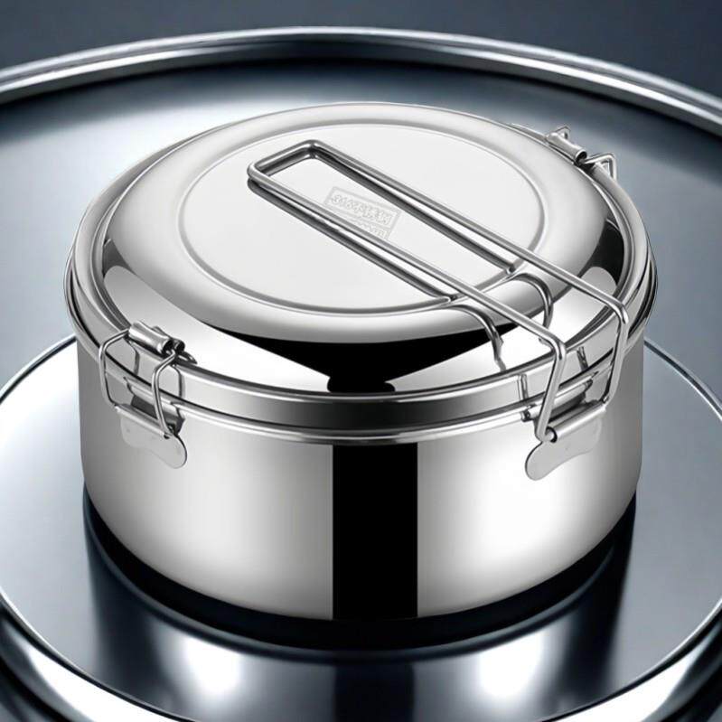德国316不锈钢蒸饭盒带盖食品级圆形学生便当上班族食堂分格饭缸