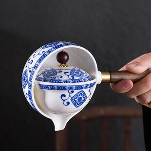 泡茶功夫茶具陶瓷旅行 小康懒人360度旋转防烫茶壶自动便携式