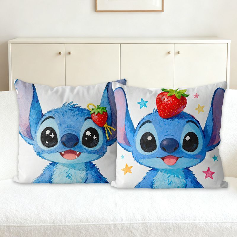 史迪仔卡通动漫抱枕手工自己绣十字绣客厅沙发抱枕白底不绣靠枕套