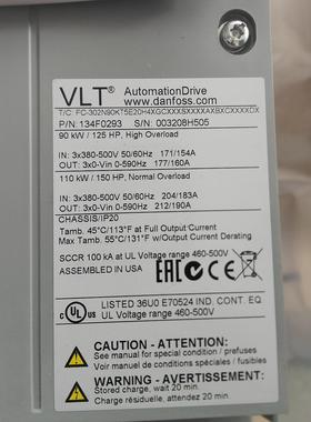 全新丹佛斯变频器FC-302N90kT5E20H4XGC通用重载型