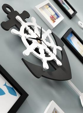 新款直销高分子6591地中海客厅照片墙装饰组合相框船舵摇摆真钟表