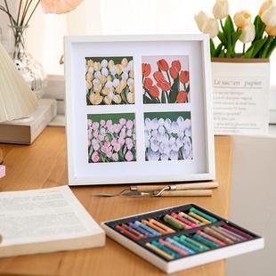 新款直销相框摆台油画棒专用绘画作品保存画框装裱白色正方形四九