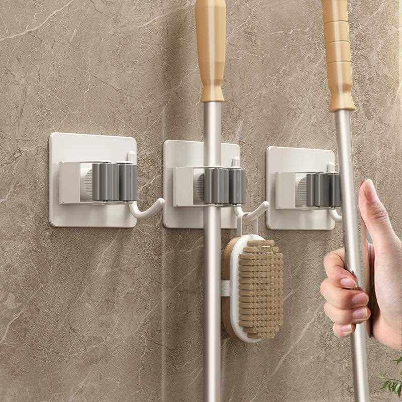 新款直销枪灰拖把架粘钩免打孔卫生间拖把收纳卡扣夹阳台壁挂不锈,收纳整理,挂门置物架,淘宝优惠券,粉丝福利购,淘宝优惠卷