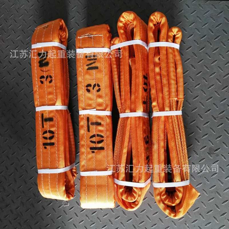 新款直销扁平吊装带10t起重吊带两头扣防割涂胶吊带高强工业吊带