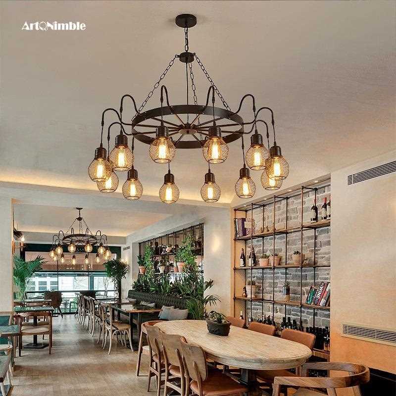 新款直销复古工业风主题餐厅铁艺吊灯火锅店烧烤店包厢圆餐桌饭店