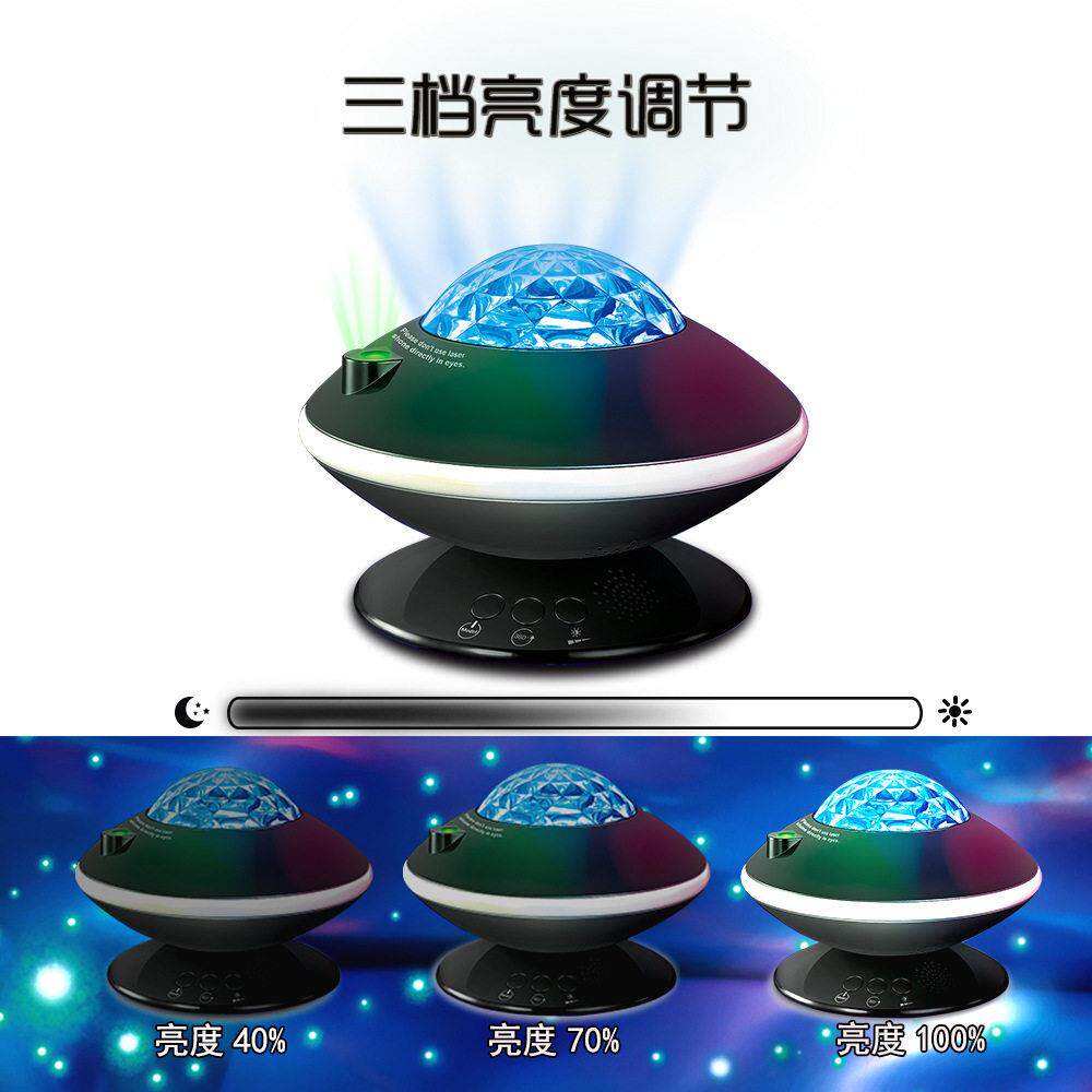 新款直销新款外贸亚马逊旋转水文灯 浪漫极光星空投影灯led三挡调