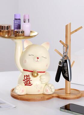 新款直销摆件摆设家居猫玄关钥匙客厅猫摆件收纳树杈葫芦托盘