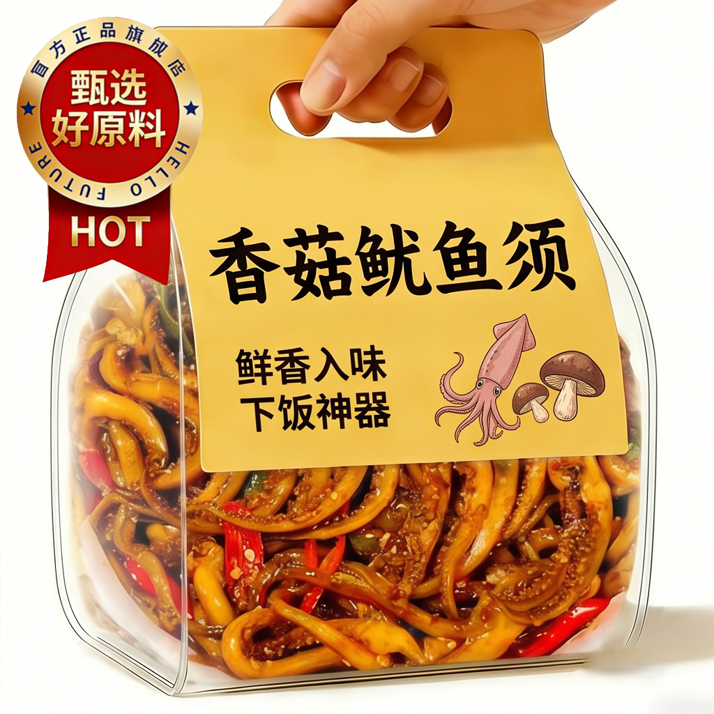 香辣鱿鱼须开袋即食香菇鱿鱼开袋即食烧烤海味网红休闲零食小吃