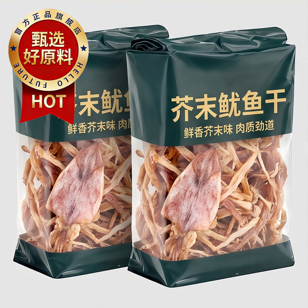 手撕芥末鱿鱼干海鲜干货开袋即食烤鱿鱼现烤海鲜零食烧烤KTV同款