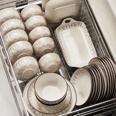 日式碗碟套装家用2023新款高级感陶瓷碗盘子碗筷乔迁餐具套装组合