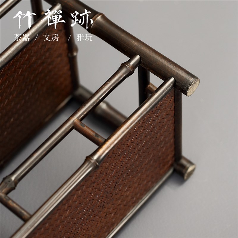 竹禅迹紫竹茶壶架 茶杯架子茶具收纳架展示架多宝格双层竹茶架子