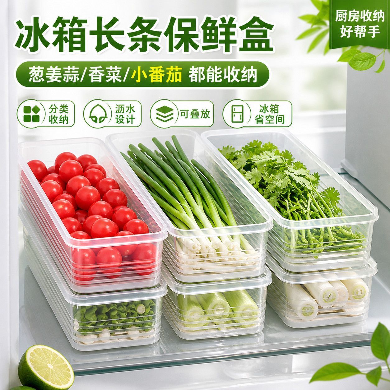 香菜小葱收纳盒冰箱芫荽整根保鲜神器备菜保鲜密封加厚款面条鸡蛋