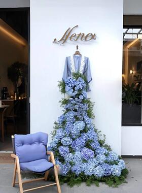 网红服装花艺彷真绣球花裙造型店铺门头装饰引流打卡彷真花束装置