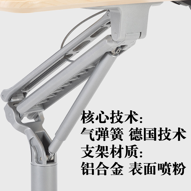 气压升降桌实木款式可移动懒人办公桌带滚轮沙发边桌欧式风格