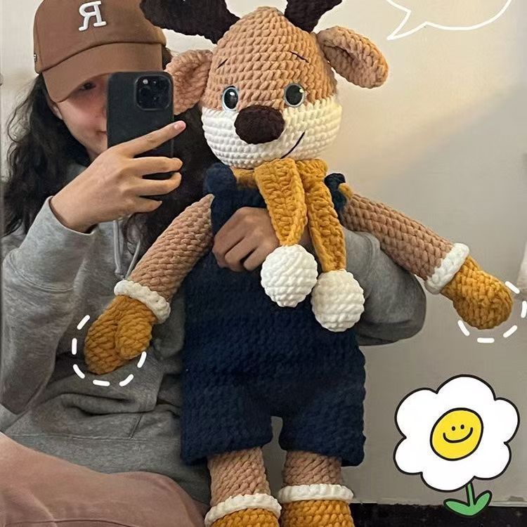 粗毛线钩针奥斯卡小鹿编