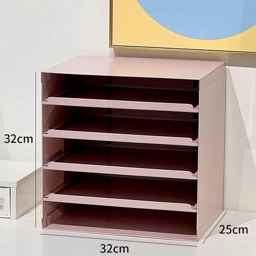粉色桌面抽屉文件收纳盒办公室铁皮柜办公桌工位置物架信盘收纳架