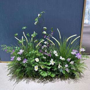 仿真蒲公英狗尾草假花绿植造景花箱搭配商场橱窗室外阳台摆放