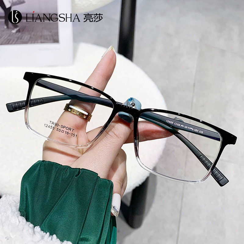 超轻TR90细框方形眼镜架男士大框不夹脸可配高度数近视眼镜框