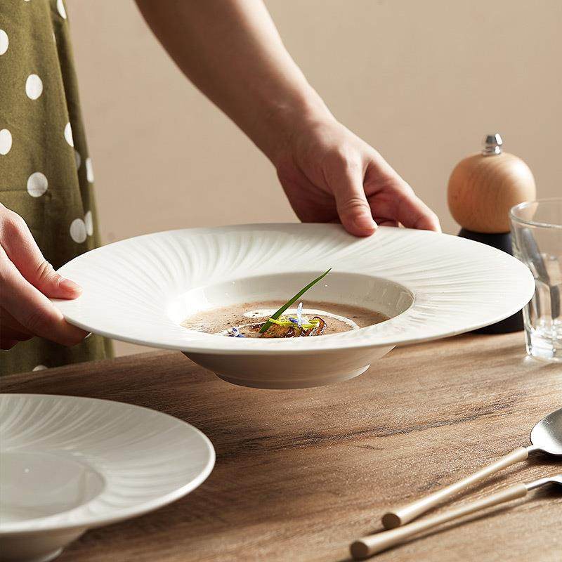 新款直销百合纹草帽盘酒店西餐意面盘子简约菜盘轻奢餐具摆盘北欧,餐饮具,盘,淘宝优惠券,粉丝福利购,淘宝优惠卷