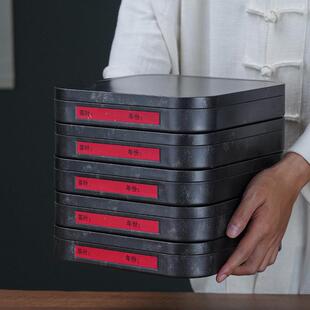 直销新款复古黑茶饼收纳盒空礼盒200克357g福鼎白茶饼包装盒铁盒