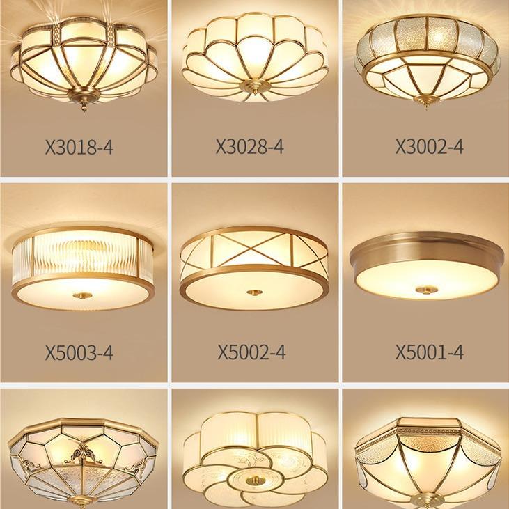 直销新款美式全铜吸顶灯 led圆形家用客厅灯简约现代卧室房间灯具