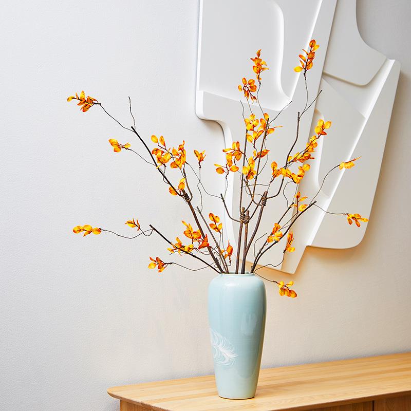 直销新款新中式手感仿真枯枝春雨叶秋叶写意枯藤干枝软装橱窗花艺