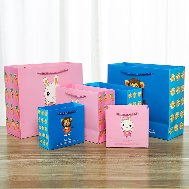 直销新款礼物手提袋纸袋生日礼品袋可爱兔子狮子礼物袋创意卡通礼