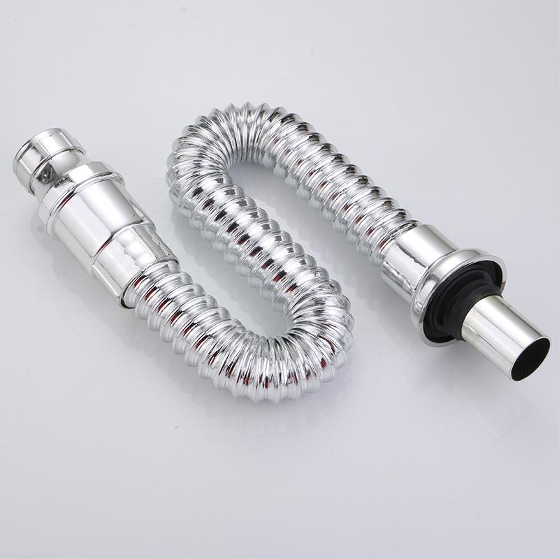 直销新款电镀防臭下水管 不锈钢下水管 塑料 电镀防臭可伸缩面盆