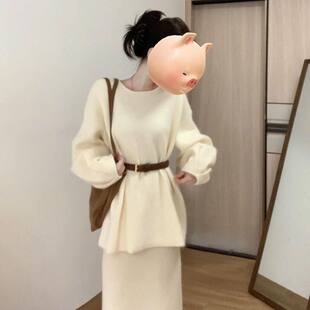 新款 女秋冬季 设计感毛衣针织两件 温柔风软糯小香风针织套装 法式