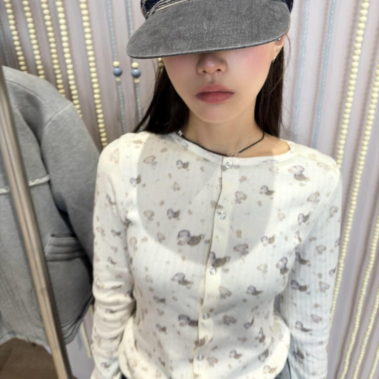 白色补/可爱小动物印花满