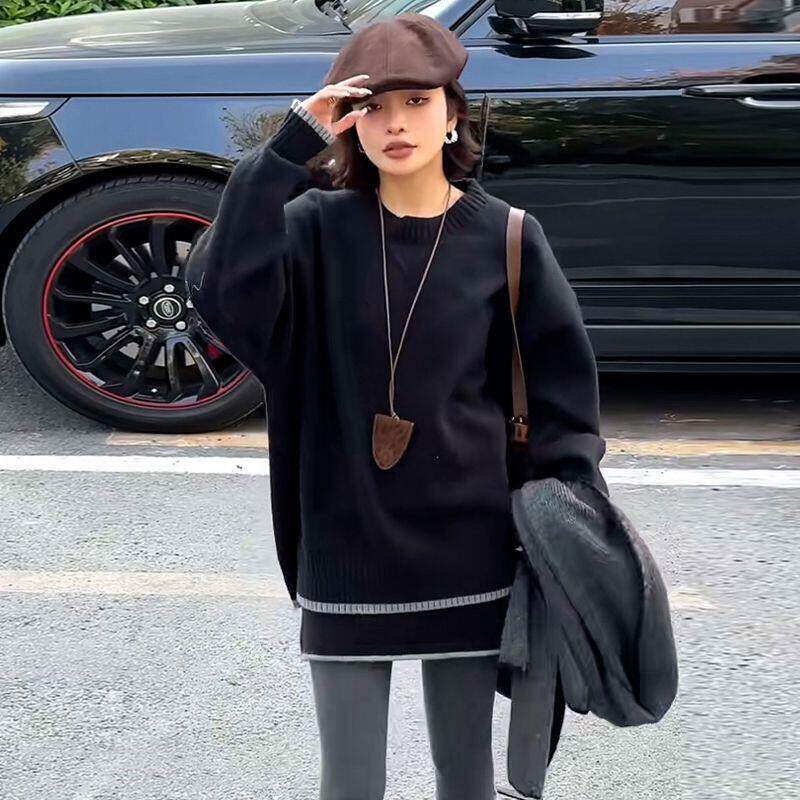法式慵懒风毛衣套装连衣