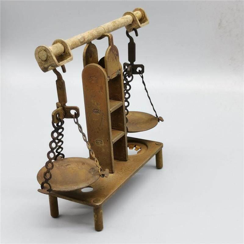 直销新款古玩杂项黄铜做旧小天平称怀旧民俗仿古老物件家居工艺品