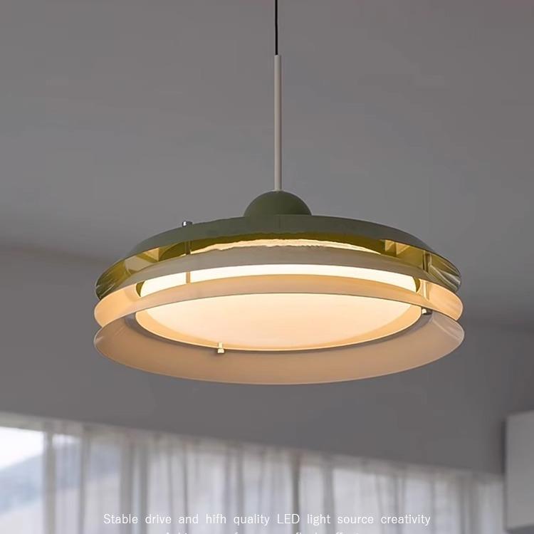 直销新款法式奶油风餐厅吊灯设计师创意圆餐桌灯中古护眼小户型简