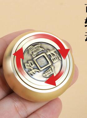 直销新款海柳转钱手把件双面手把件纯铜转钱转钱手把件树脂工艺手