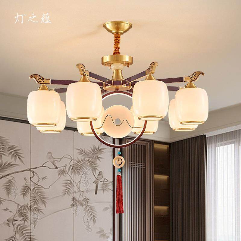 直销新款全铜新中式吊灯客厅灯茶室轻奢餐厅卧室灯具简约现代大气,家装灯饰光源,智能吊灯,淘宝优惠券,粉丝福利购,淘宝优惠卷